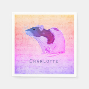 Rat met roze tas Jouw naam toevoegen Rat Servet