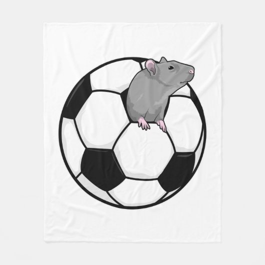 Rat met Voetbal Fleece Deken (Voorkant)