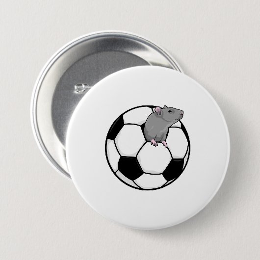 Rat met Voetbal Ronde Button 7,6 Cm (Voorkant /achterkant)