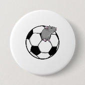 Rat met Voetbal Ronde Button 7,6 Cm (Voorkant)