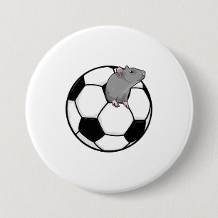 Rat met Voetbal Ronde Button 7,6 Cm
