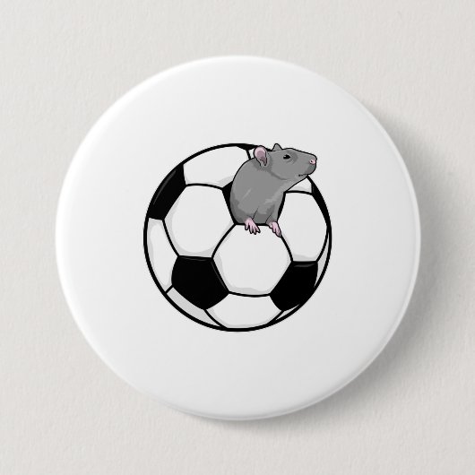 Rat met Voetbal Ronde Button 7,6 Cm (Voorkant)