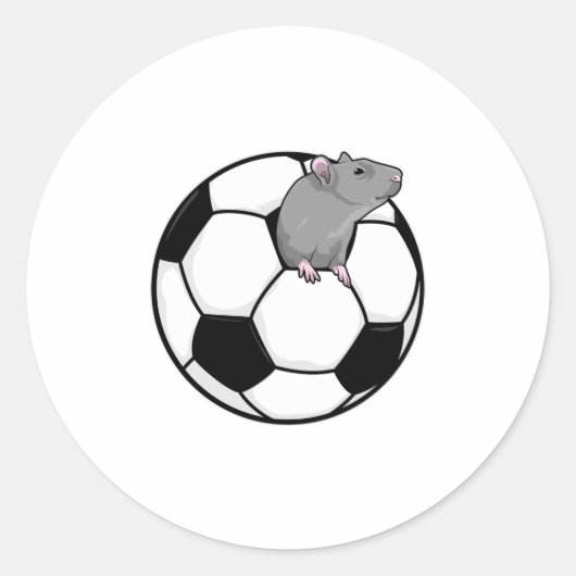 Rat met Voetbal Ronde Sticker (Voorkant)