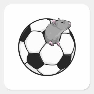Rat met Voetbal Vierkante Sticker