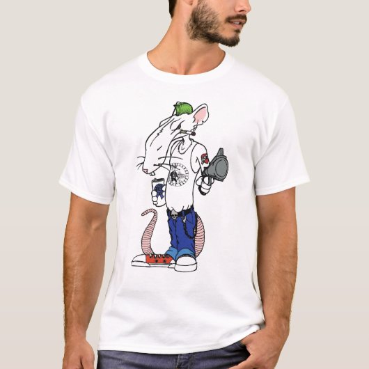 rat met witte rug t-shirt (Voorkant)