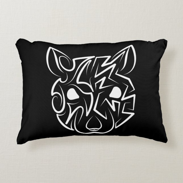 Rat met zwarte en witte tribale accent kussen (Voorkant)
