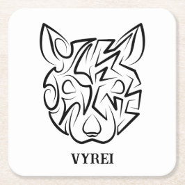 Rat met zwarte en witte tribale kartonnen onderzetters