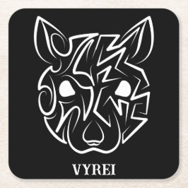 Rat met zwarte en witte tribale kartonnen onderzetters