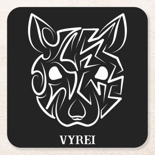 Rat met zwarte en witte tribale kartonnen onderzetters (Voorkant)