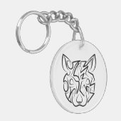 Rat met zwarte en witte tribale sleutelhanger (Voorkant Links)