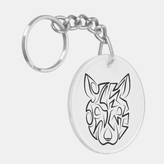 Rat met zwarte en witte tribale sleutelhanger (Voorkant Links)