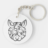 Rat met zwarte en witte tribale sleutelhanger (Achterkant)