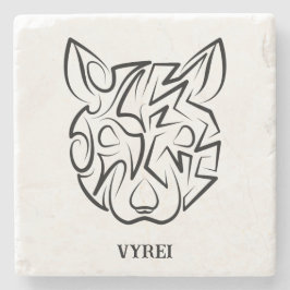 Rat met zwarte en witte tribale stenen onderzetter