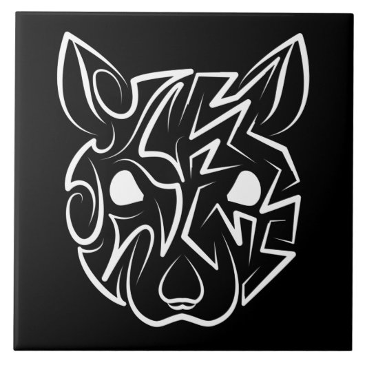 Rat met zwarte en witte tribale tegeltje (Voorkant)