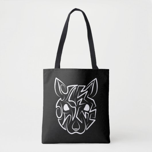 Rat met zwarte en witte tribale tote bag (Voorkant)