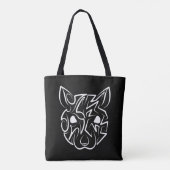 Rat met zwarte en witte tribale tote bag (Achterkant)