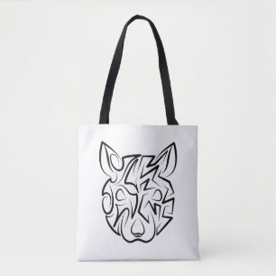 Rat met zwarte en witte tribale tote bag
