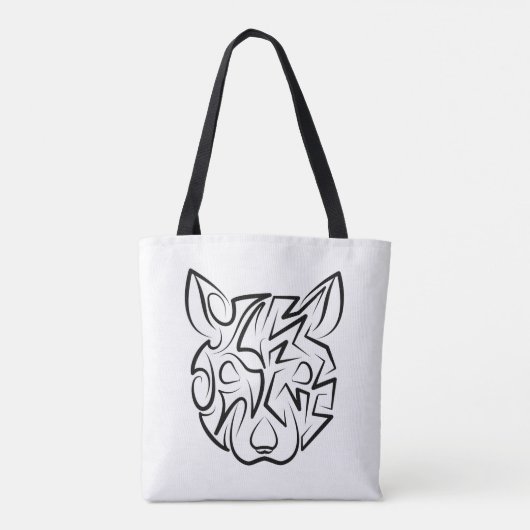 Rat met zwarte en witte tribale tote bag (Achterkant)