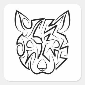 Rat met zwarte en witte tribale vierkante sticker