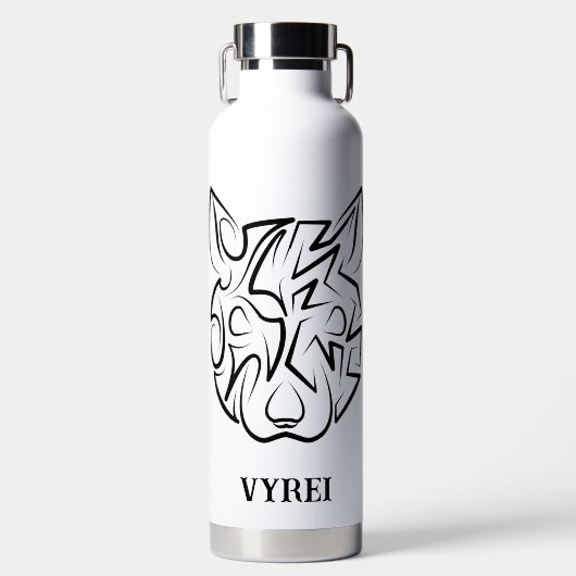 Rat met zwarte en witte tribale waterfles (Voorkant)