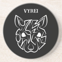 Rat met zwarte en witte tribale zandsteen onderzetter