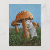 Rat onder paddenstoel in Briefkaart met regen (Voorkant)