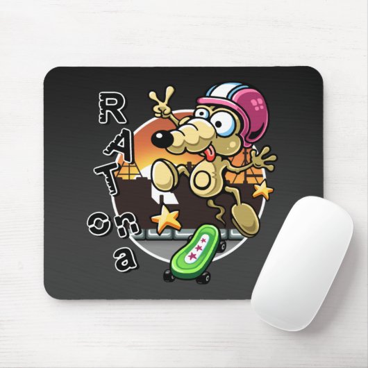 Rat op een skateboard Mousepad Muismat (Met muis)