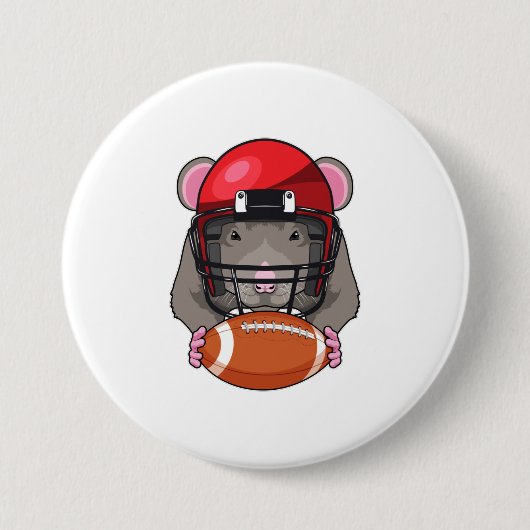 Rat op Football Sport Ronde Button 7,6 Cm (Voorkant)