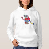 Rat op Ice hockey met Ice hockey stick Hoodie (Voorkant)