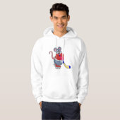 Rat op Ice hockey met Ice hockey stick Hoodie (Voorkant volledig)