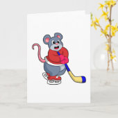 Rat op Ice hockey met Ice hockey stick Kaart (Gele Bloem)