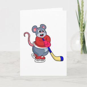 Rat op Ice hockey met Ice hockey stick Kaart