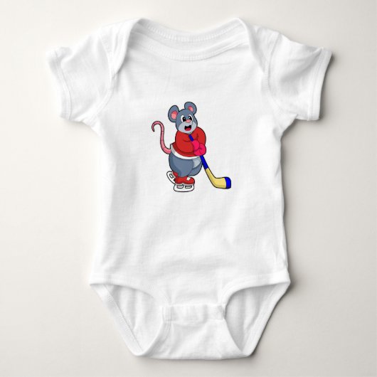 Rat op Ice hockey met Ice hockey stick Romper (Voorkant)