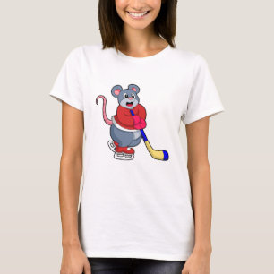 Rat op Ice hockey met Ice hockey stick T-shirt