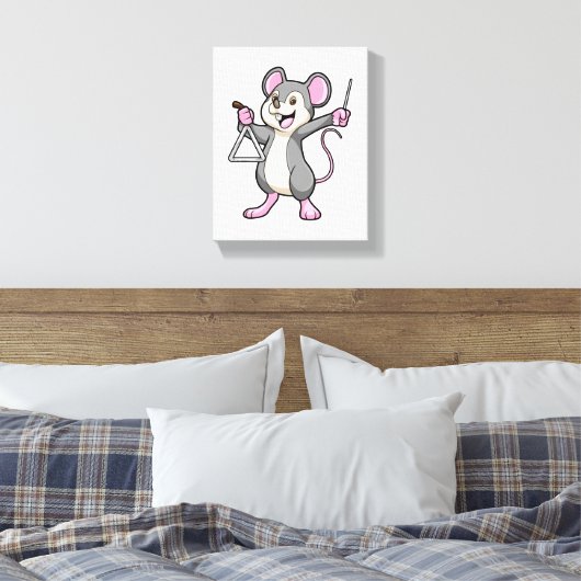 Rat op muziek met Triangel Canvas Afdruk (Insitu (Slaapkamer))
