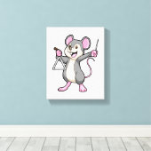 Rat op muziek met Triangel Canvas Afdruk (Insitu (Houten vloer))