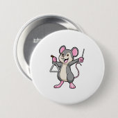 Rat op muziek met Triangel Ronde Button 7,6 Cm (Voorkant /achterkant)