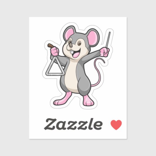Rat op muziek met Triangel Sticker (Vel)