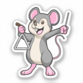 Rat op muziek met Triangel Sticker (Voorkant)