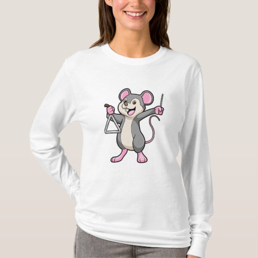 Rat op muziek met Triangel T-shirt (Voorkant)