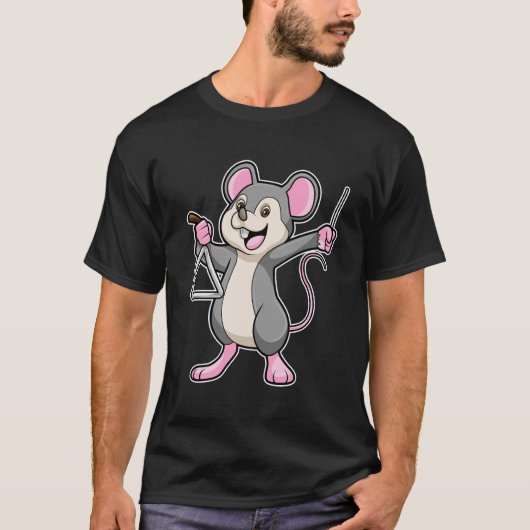 Rat op muziek met Triangel T-shirt (Voorkant)