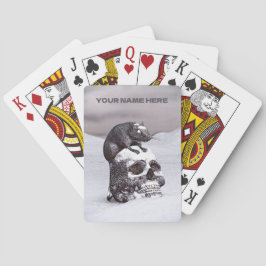 Rat op schedel in sneeuw pokerkaarten