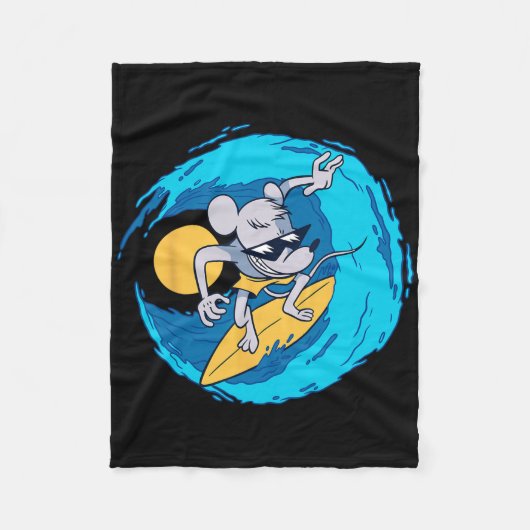 Rat op surfplank Grappige surflover Grappige zomer Fleece Deken (Voorkant)