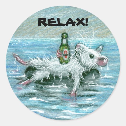 Rat op Tube, RELAX! Ronde Sticker (Voorkant)