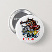 Rat op warme weg, Rat Rodin. Ronde Button 5,7 Cm (Voorkant /achterkant)