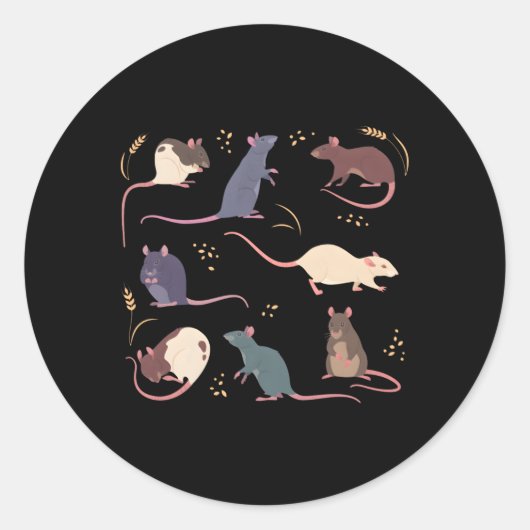 Rat Pet Mouse Animals Pastel Gothic Ronde Sticker (Voorkant)