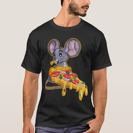 Rat Pizza Grappige Dief Muis T-shirt (Voorkant)