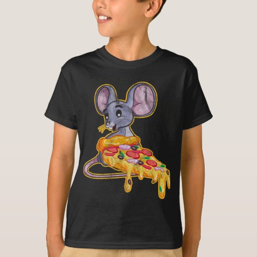 Rat Pizza Grappige Dief Muis T-shirt (Voorkant)