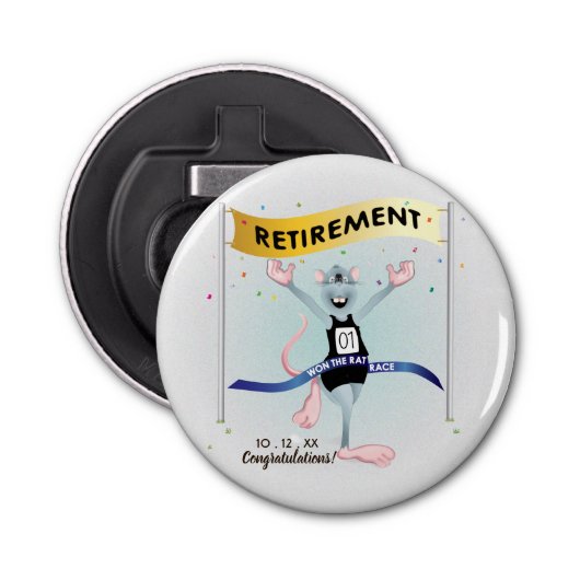 Rat Race Funny Retirement Button Flesopener (Voorkant)