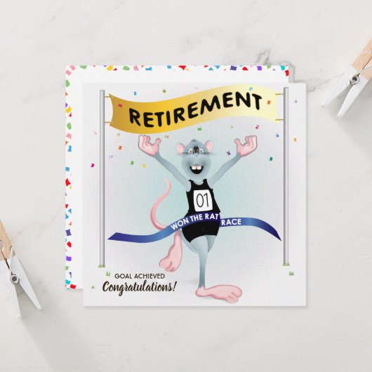 Rat Race Funny Retirement Kaart (Voorkant / Achterkant in situ)
